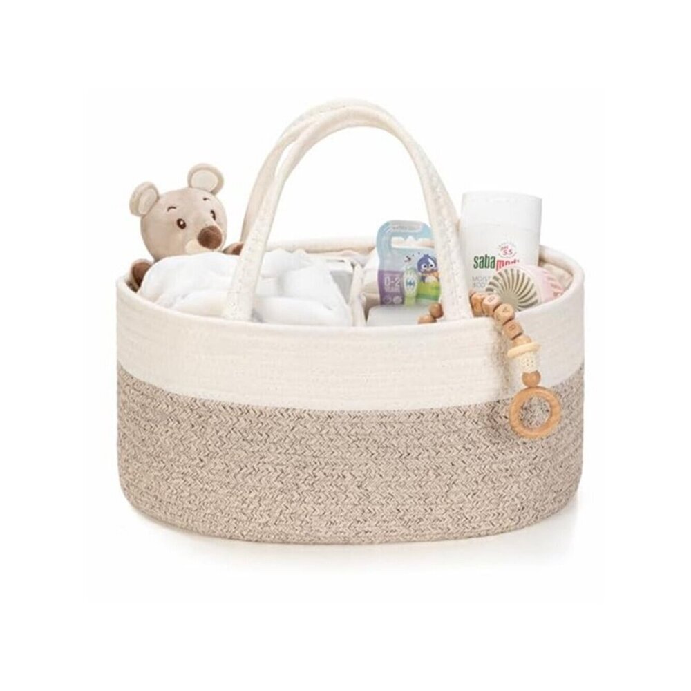 Portable Diaper Caddy Organizer Cotton Rope Nursery Storage